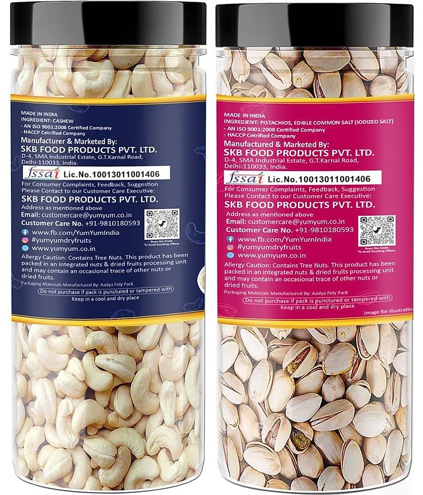 YUM YUM Premium Jumbo Pista (150g) and Cashew (150g) 300g Dry Fruits Combo - Pistachios, Cashews