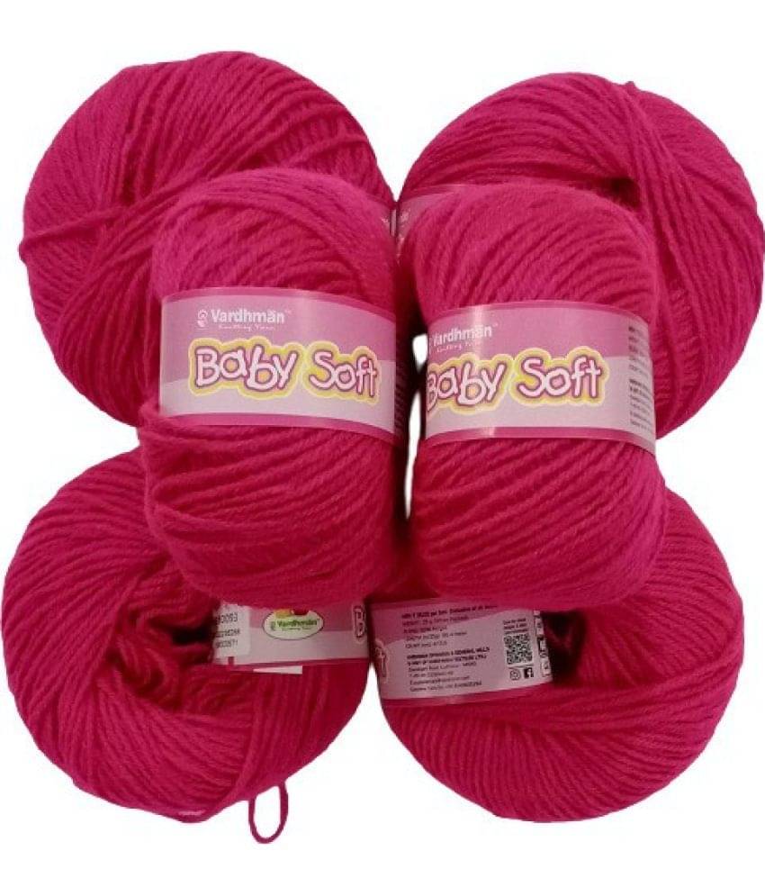     			Yarn Baby Soft Wool for Hand Knitting Fingering Crochet Hook (Rani) -Shade no. BBD093 200 gm Pack of (8)