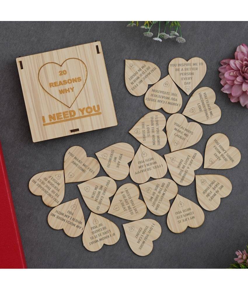     			eCraftIndia Brown Printed Valentine Wooden Gift Set