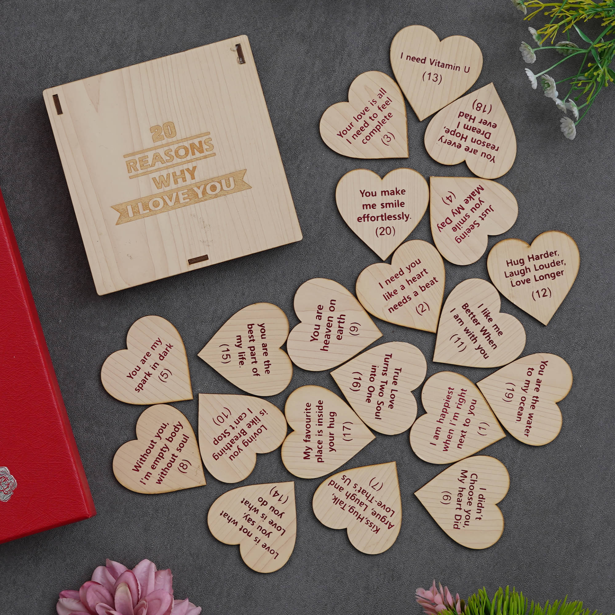     			eCraftIndia Brown Valentine Wooden Gift Set
