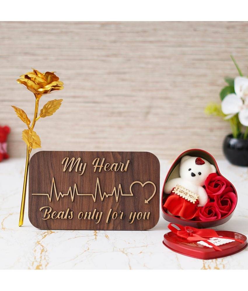     			eCraftIndia Gold Plastic Valentine Hamper