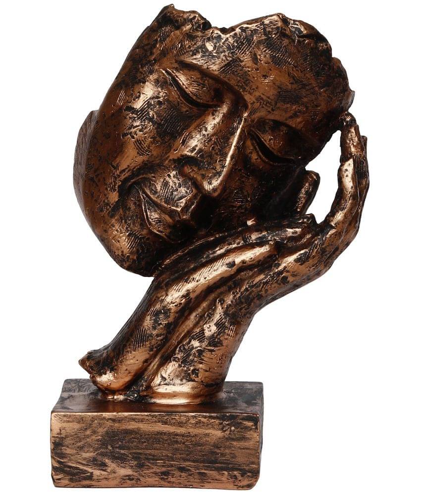 eCraftIndia Copper-Toned Rustic Look Human Face Resting on Hands Handcrafted Showpiece     			eCraftIndia Copper-Toned Rustic Look Human Face Resting on Hands Handcrafted Showpiece