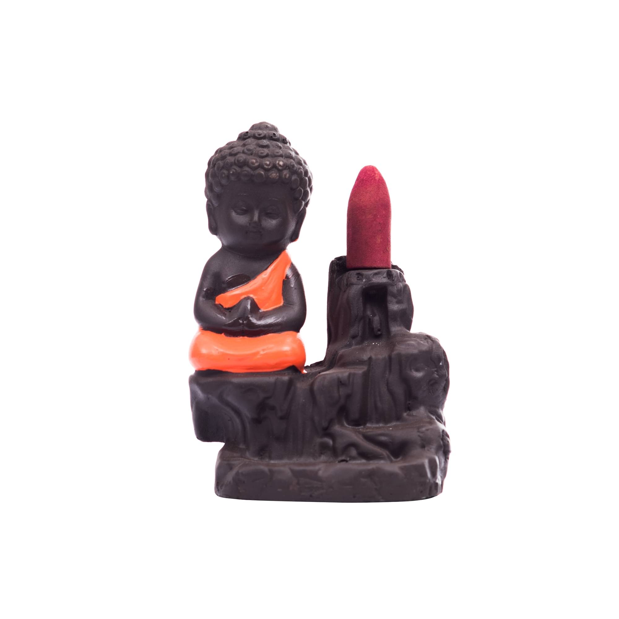 eCraftIndia Orange & Brown Buddha Smoke Fountain Showpiece     			eCraftIndia Orange & Brown Buddha Smoke Fountain Showpiece