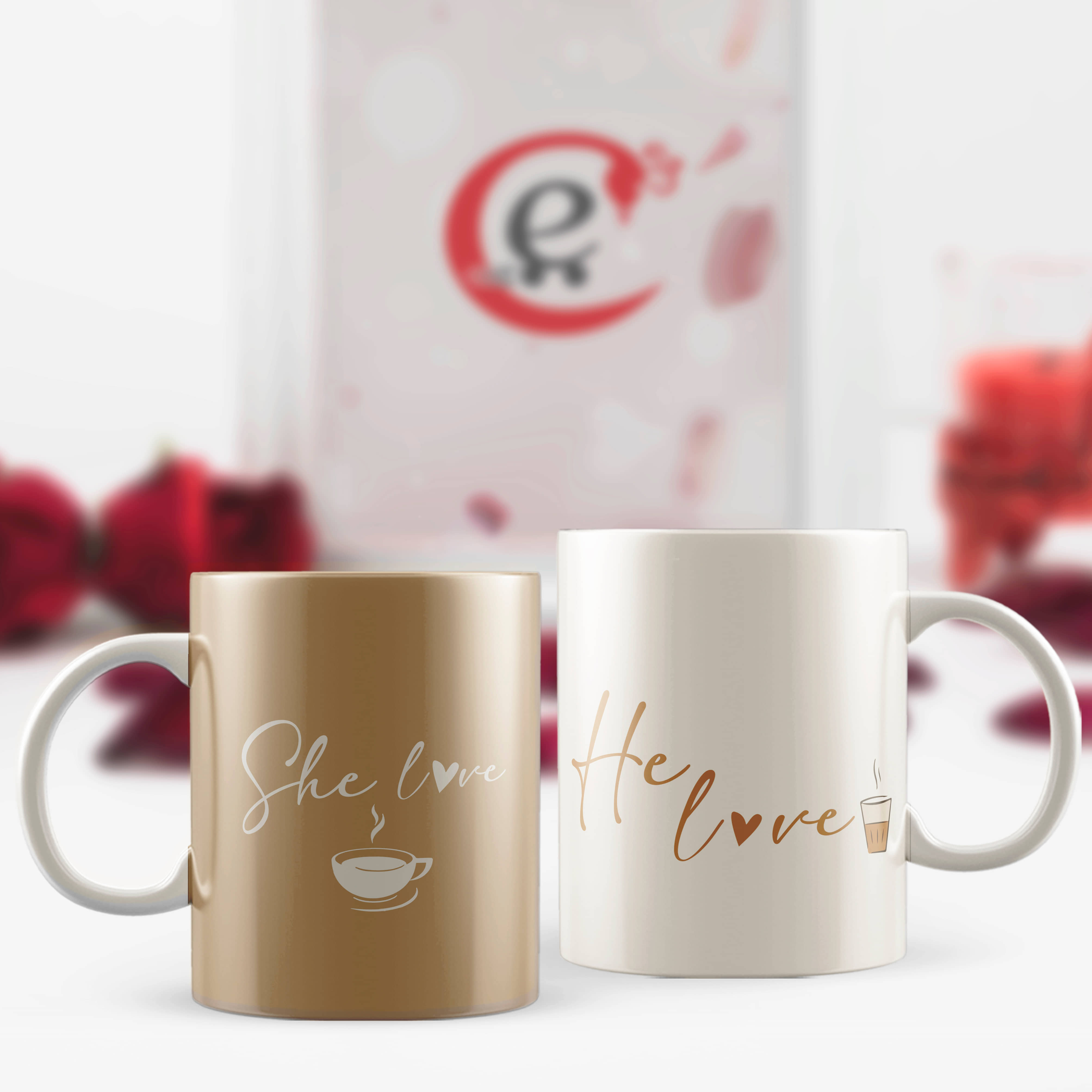 eCraftIndia White Ceramic Valentine Hamper
