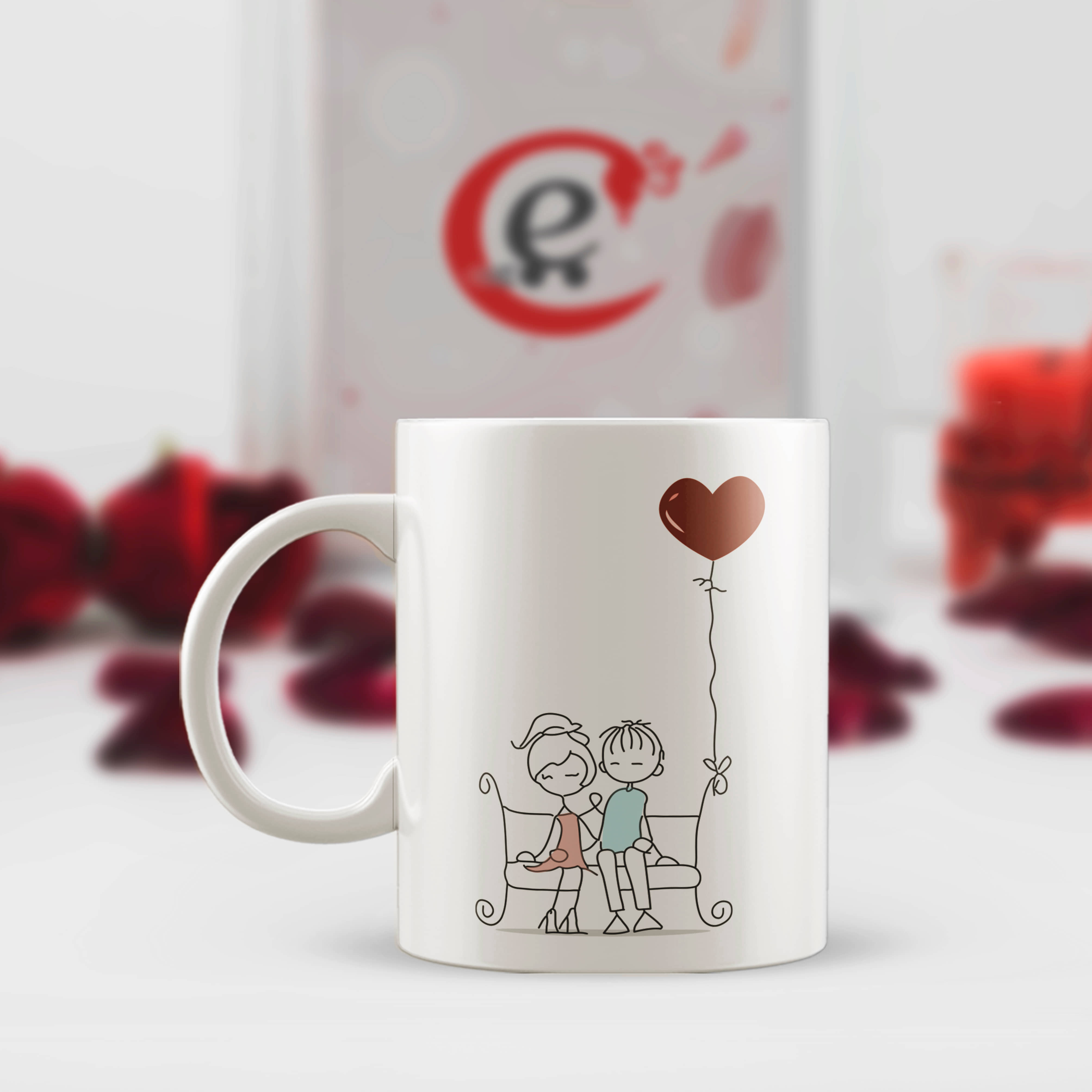 eCraftIndia White Ceramic Valentine Hamper