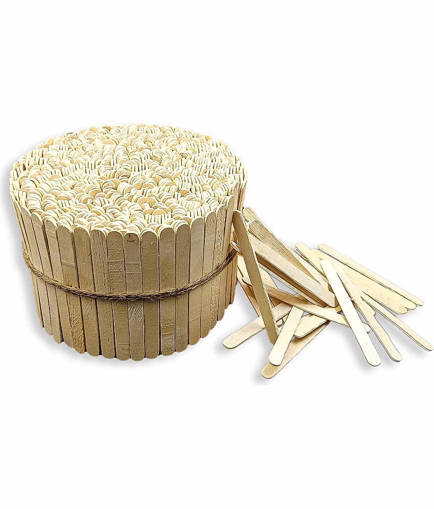5.5 inch Wooden Ice Cream Sticks- Ice Cream Sticks for Kids, Popsicle Sticks for DIY Crafts, Hobby Crafts, Project Work, Scrapbooking, (Pack of 500 Pcs) - Stationery | Buy online on ZillyBuy