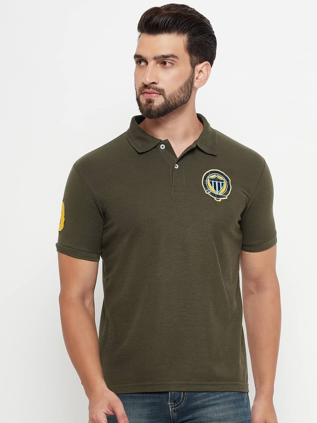 GET GOLF Pack of 1 Cotton Blend Regular Fit Solid Half Sleeves Men's Polo T Shirt ( Dark Green )     			GET GOLF Pack of 1 Cotton Blend Regular Fit Solid Half Sleeves Men's Polo T Shirt ( Dark Green )