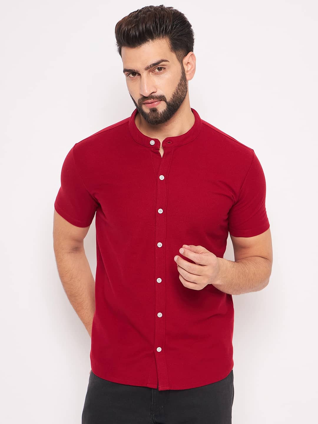GET GOLF Cotton Blend Regular Fit Solids Half Sleeves Men's Casual Shirt - Maroon ( Pack of 1 )
