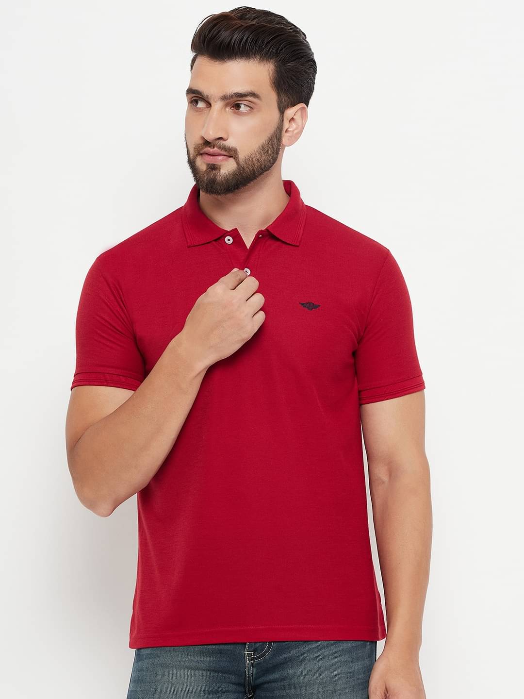 GET GOLF Pack of 1 Cotton Blend Regular Fit Solid Half Sleeves Men's Polo T Shirt ( Maroon ) GET GOLF Pack of 1 Cotton Blend Regular Fit Solid Half Sleeves Men's Polo T Shirt ( Maroon )