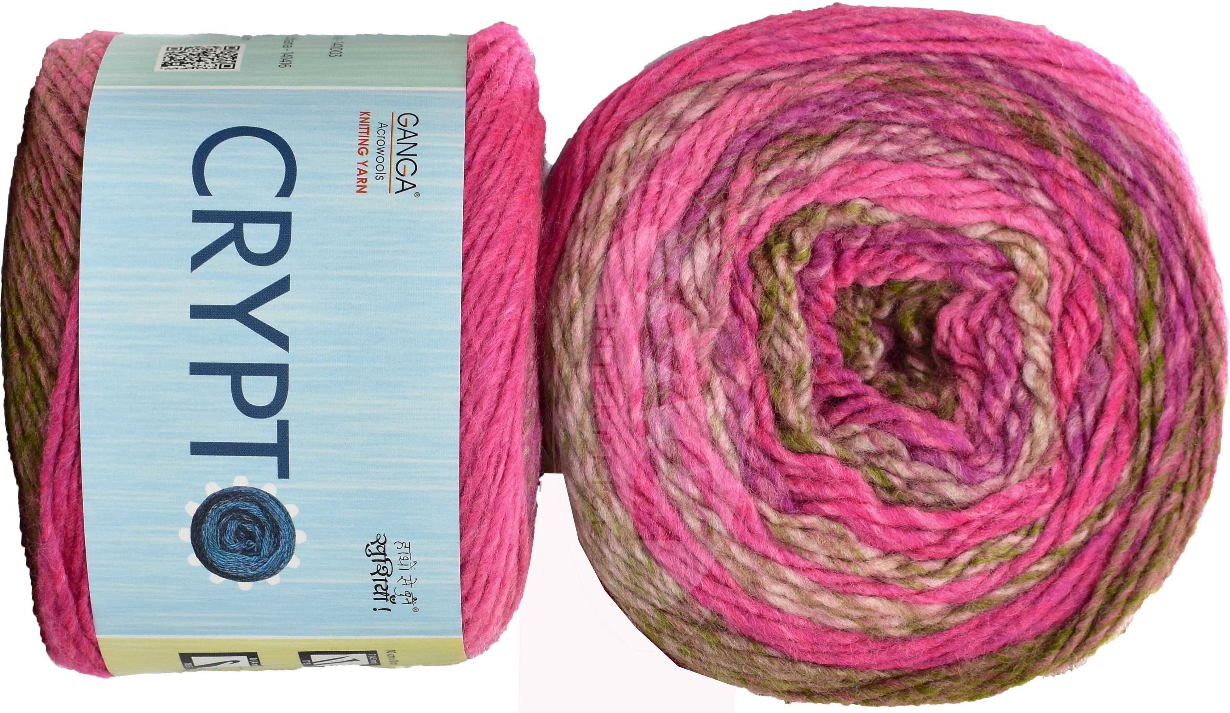 Ganga Knitting Yarn Thick Chunky Wool, K_K Crypto Magenta mix 300 gm ART- ABBJ Ganga Knitting Yarn Thick Chunky Wool, K_K Crypto Magenta mix 300 gm ART- ABBJ
