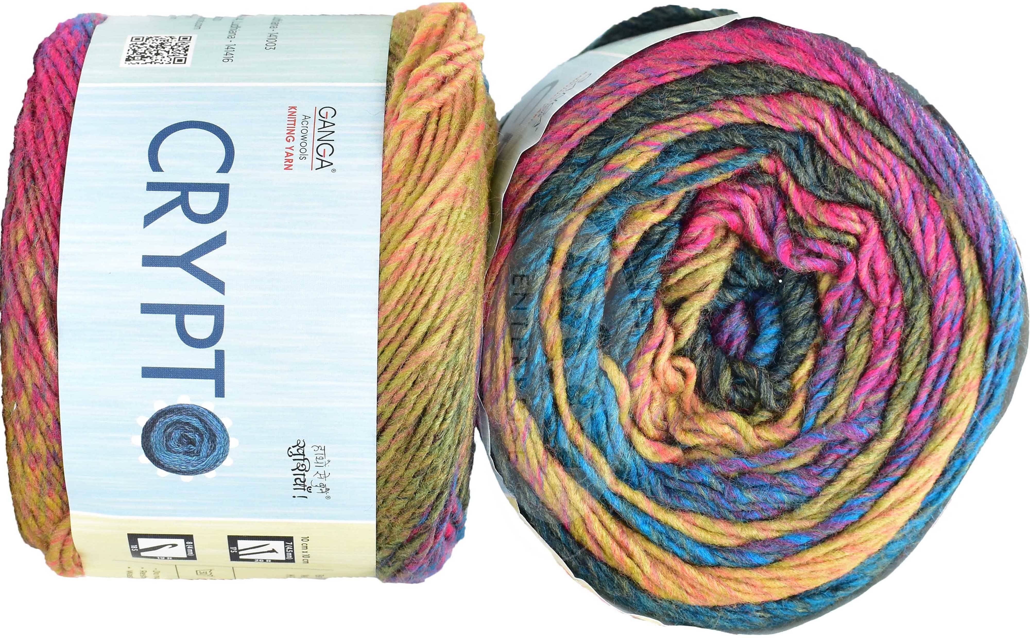 Ganga Knitting Yarn Thick Chunky Wool, K_K Crypto Blue Mustard 300 gm ART- ABBA Ganga Knitting Yarn Thick Chunky Wool, K_K Crypto Blue Mustard 300 gm ART- ABBA