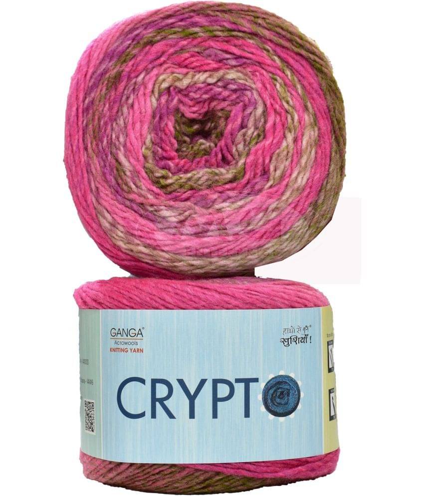     			Ganga Knitting Yarn Thick Chunky Wool, K_K Crypto Magenta mix 200 gm ART- ABBJ