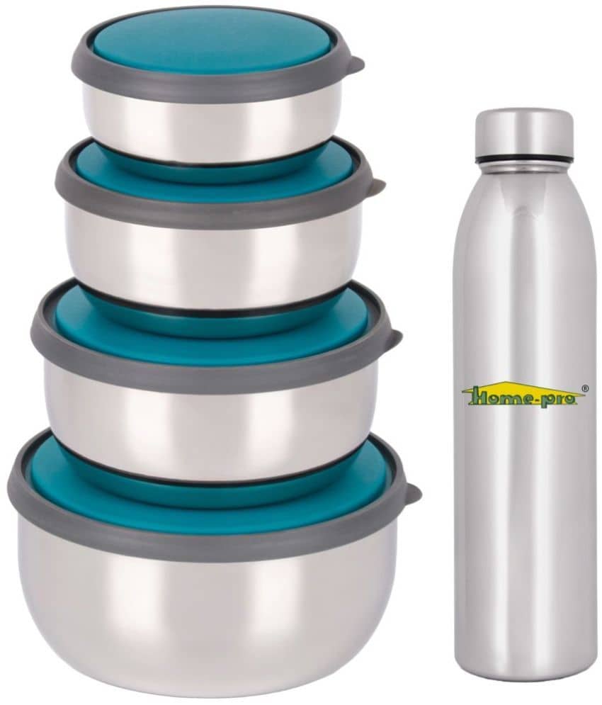 HomePro Steel Silver Food Container ( Set of 5 )