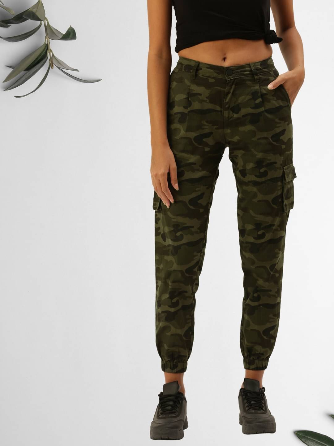     			IVOC Olive Cotton Regular Women's Cargo Pants ( Pack of 1 )