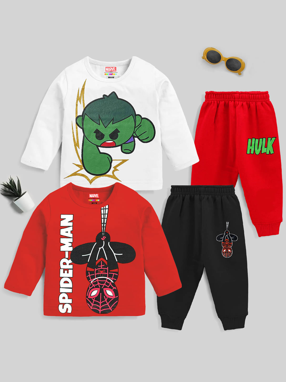 Kuchipoo Pack of 2 Boys Cotton Blend T-Shirt & Trackpants Set ( Multicolor1 ) Kuchipoo Pack of 2 Boys Cotton Blend T-Shirt & Trackpants Set ( Multicolor1 )