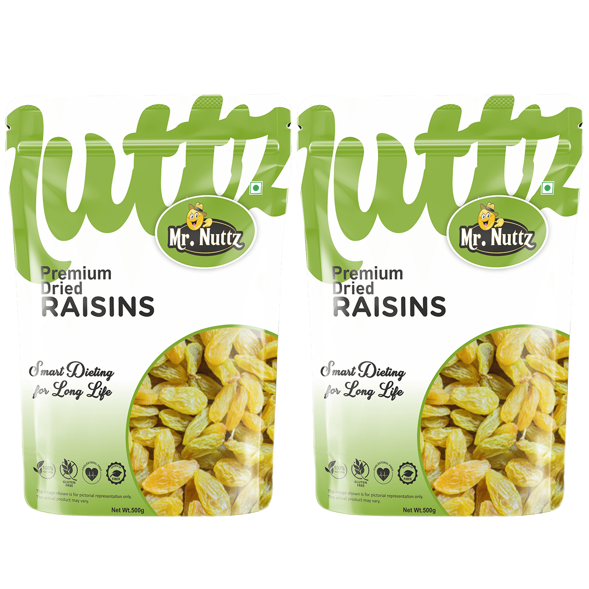 Mr.Nuttz Premium Seedless Green Raisin Kishmish 1kg - Raisins (2 x 0.5 kg) Mr.Nuttz Premium Seedless Green Raisin Kishmish 1kg - Raisins (2 x 0.5 kg)