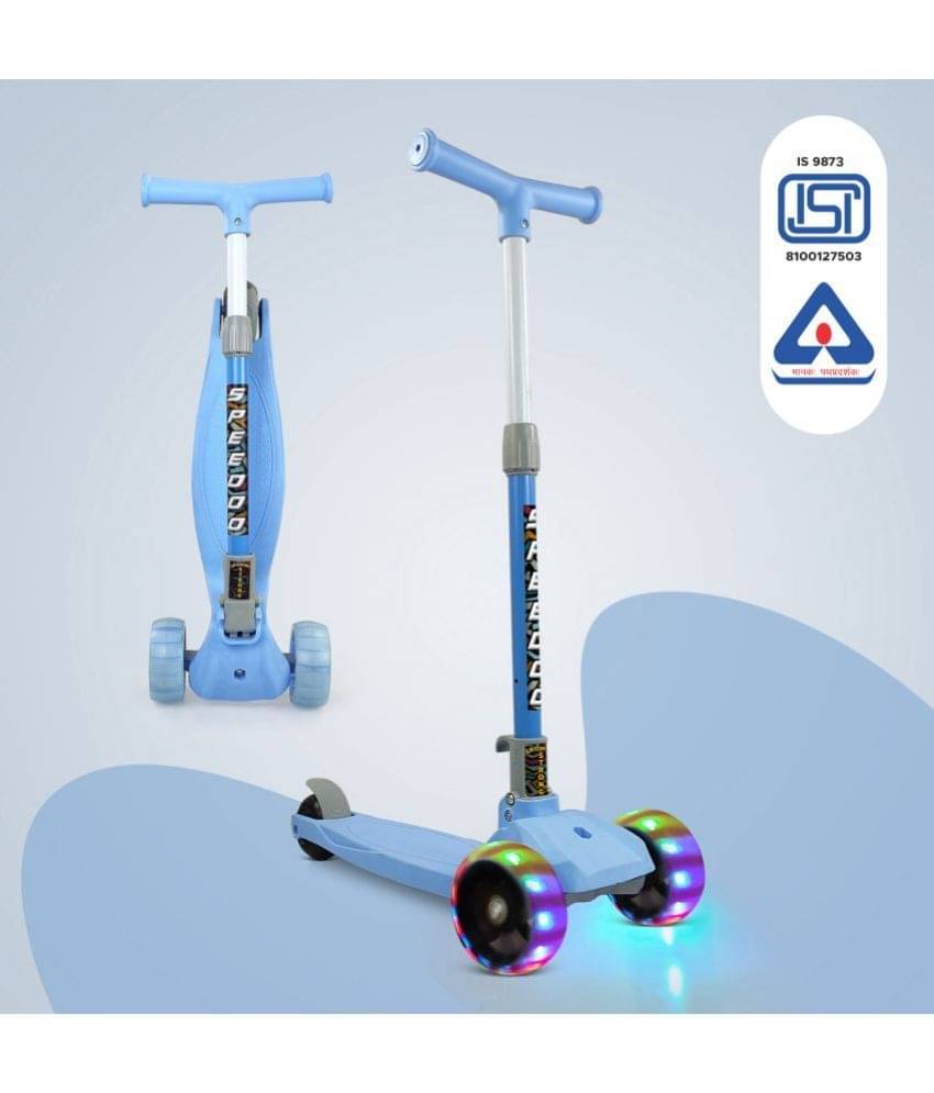     			NHR Kids Scooter, 3 Wheeled LED Scooter with Rotary Light Up Wheels, Lightweight and Foldable, Ages 2+ (Blue)