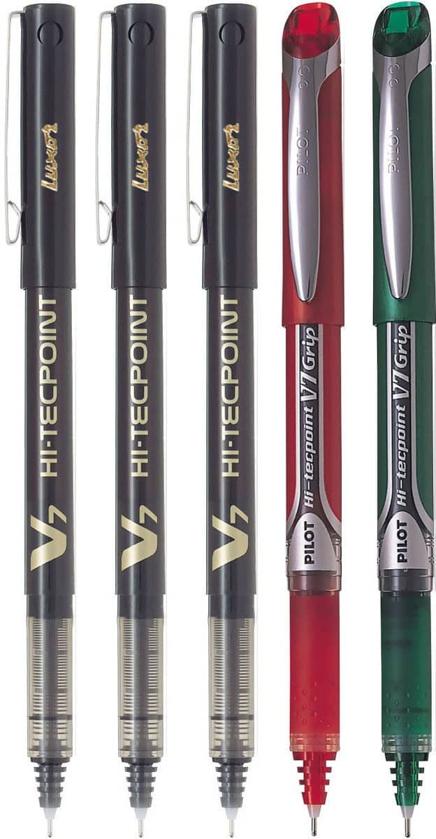 PILOT V7/V7 Grip (Red/Green/Black - Set of 5) Roller Ball Pen - Stationery | Buy online on ZillyBuy