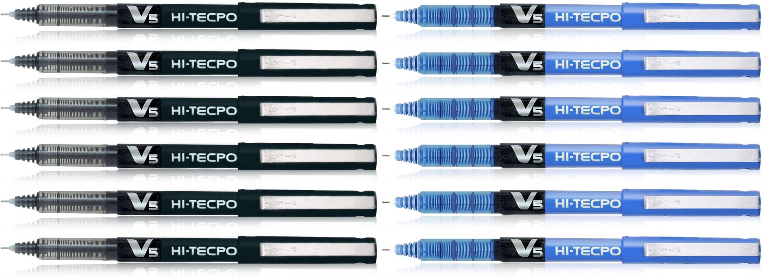 Pilot Hi-tecpoint V5 - 6 Blue and 6 Black Roller Ball Pen Pilot Hi-tecpoint V5 - 6 Blue and 6 Black Roller Ball Pen