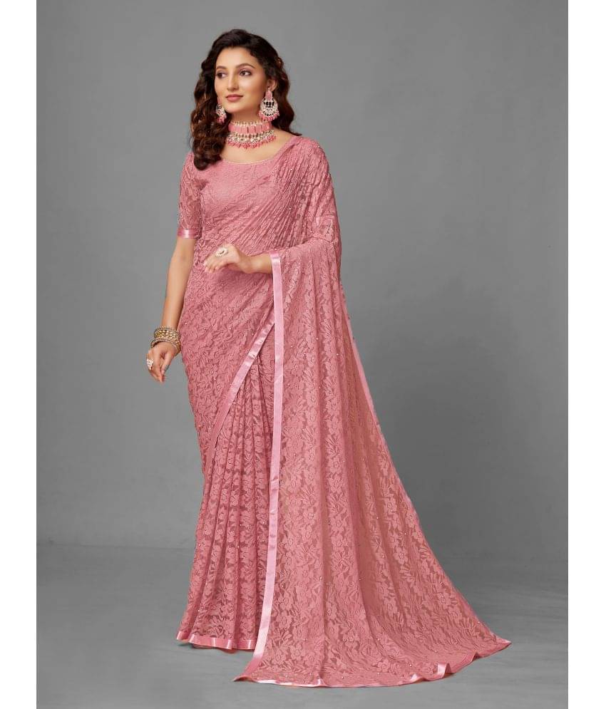 VANRAJ CREATION Brasso Self Design With Unstitched Blouse Piece ( Pink ) VANRAJ CREATION Brasso Self Design With Unstitched Blouse Piece ( Pink )