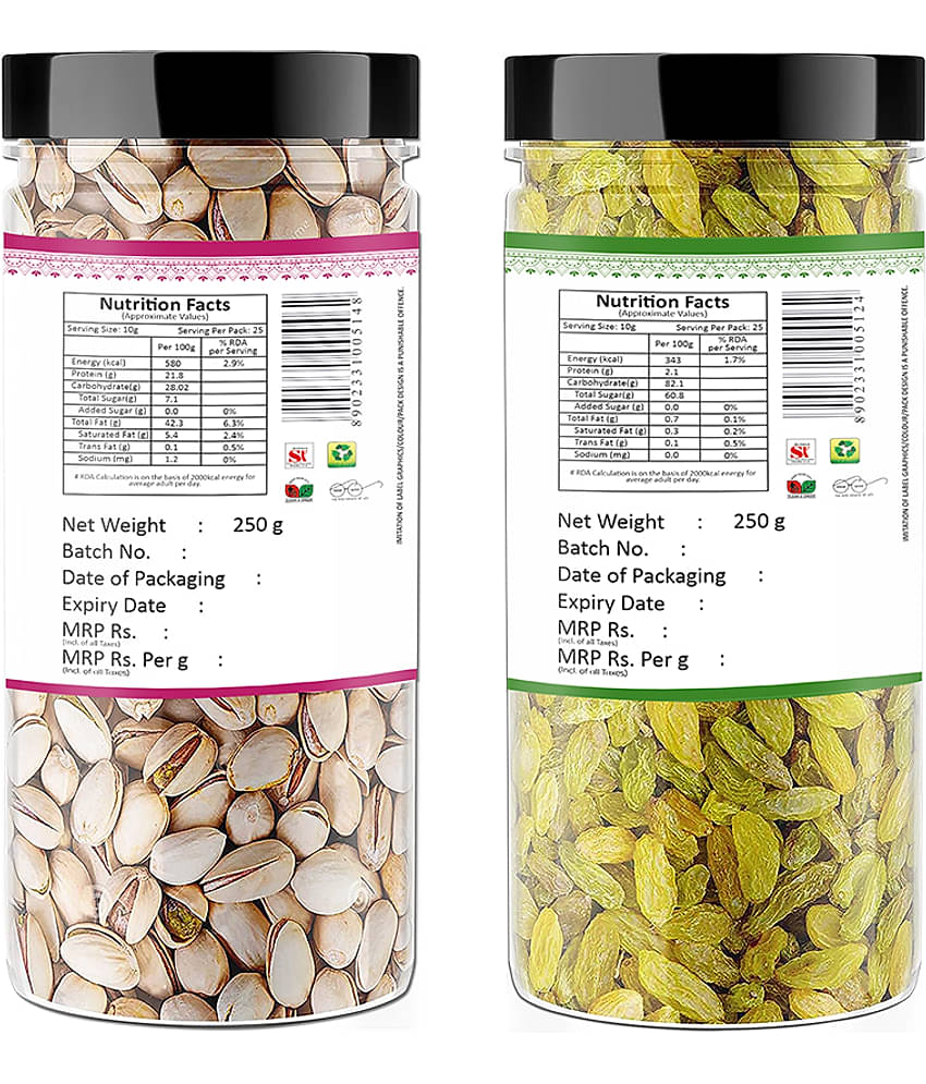 YUM YUM Premium Pista Nut (250g) & Raisins Kishmish (250g) Dry Fruits Combo
