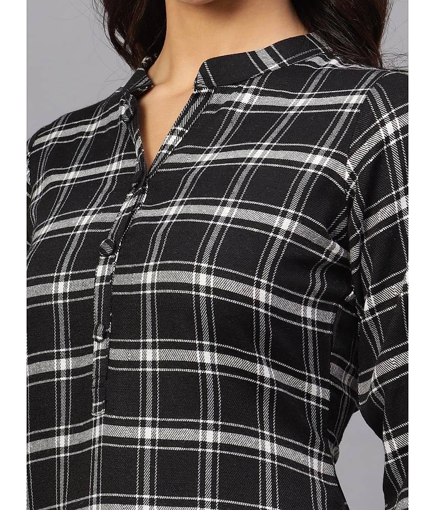 ZARISTAA Cotton Checks Straight Women's Kurti - Black ( Pack of 1 )