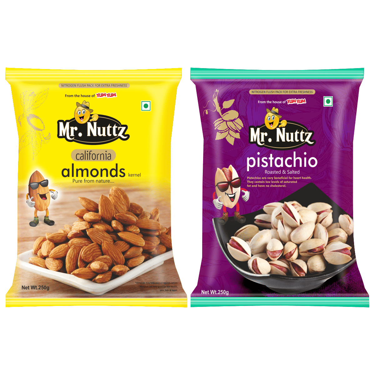 Mr.Nuttz Premium Dry Fruits Combo Pack 500g (Almonds 250g, Pistachios Nut 250g)     			Mr.Nuttz Premium Dry Fruits Combo Pack 500g (Almonds 250g, Pistachios Nut 250g)
