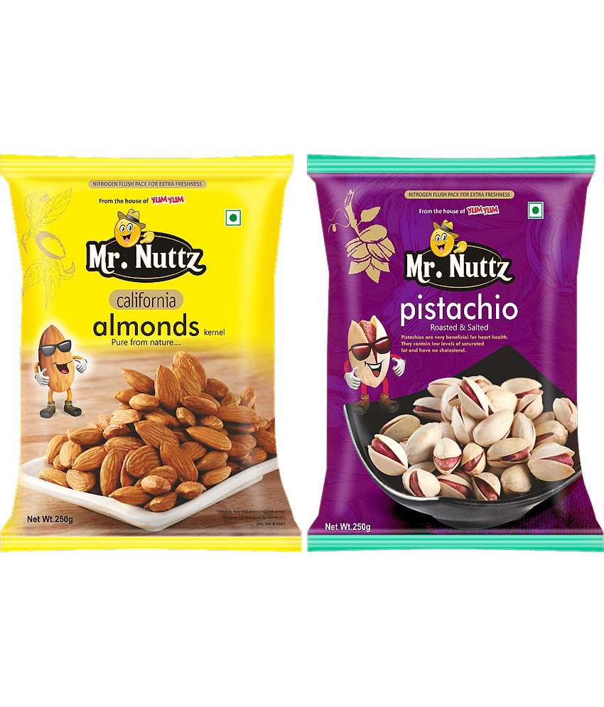 Mr.Nuttz Premium Dry Fruits Combo Pack 500g (Almonds 250g, Pistachios Nut 250g)