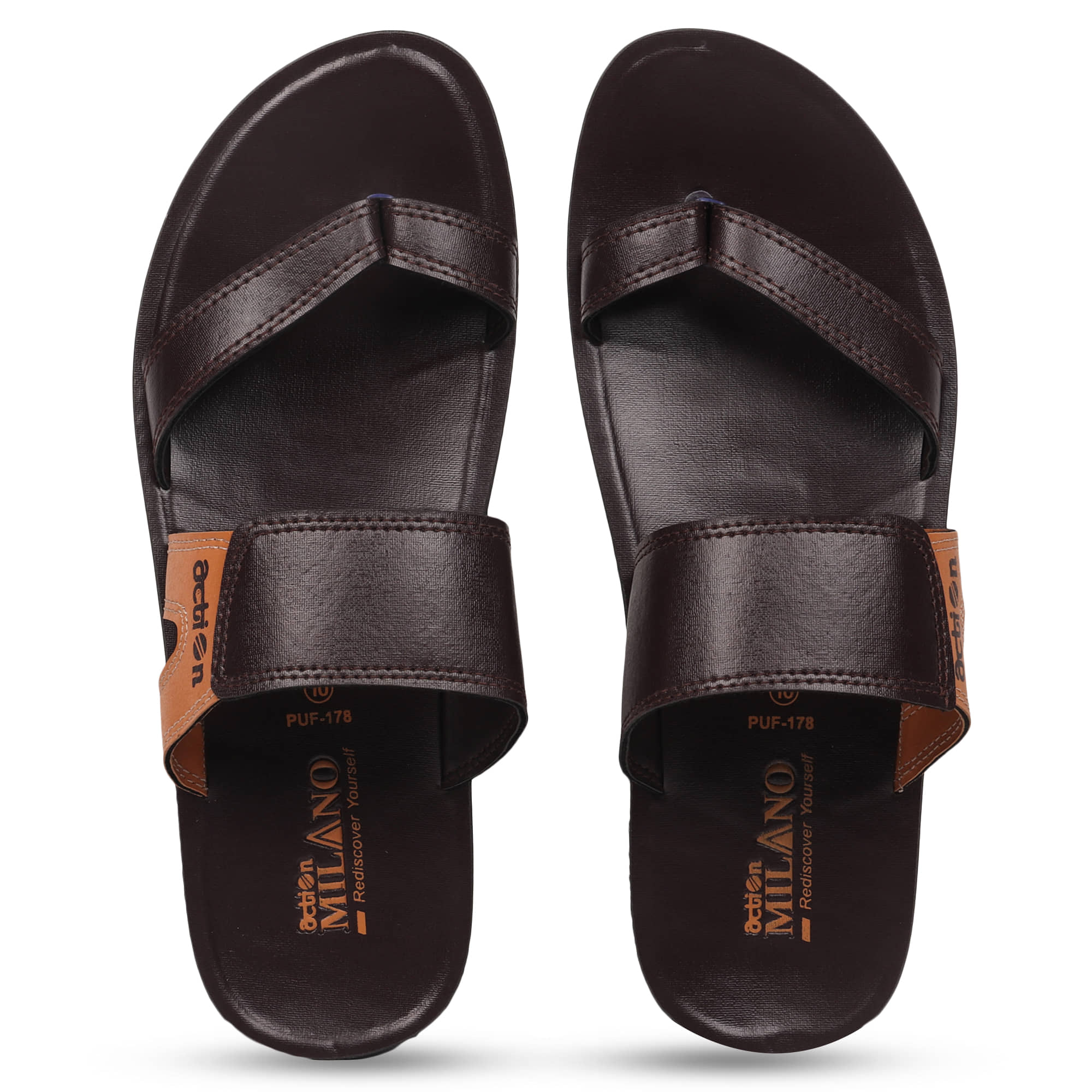 Action Brown Men's Thong Flip Flop