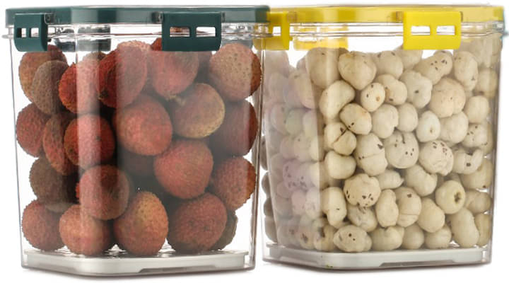     			Arni Time on Top Lid Plastic Multicolor Food Container ( Set of 2 )
