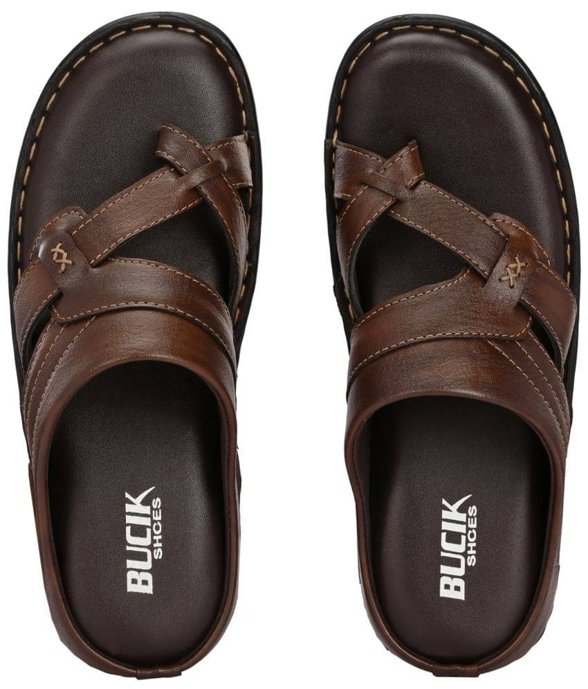     			Bucik Brown Men's Thong Flip Flop