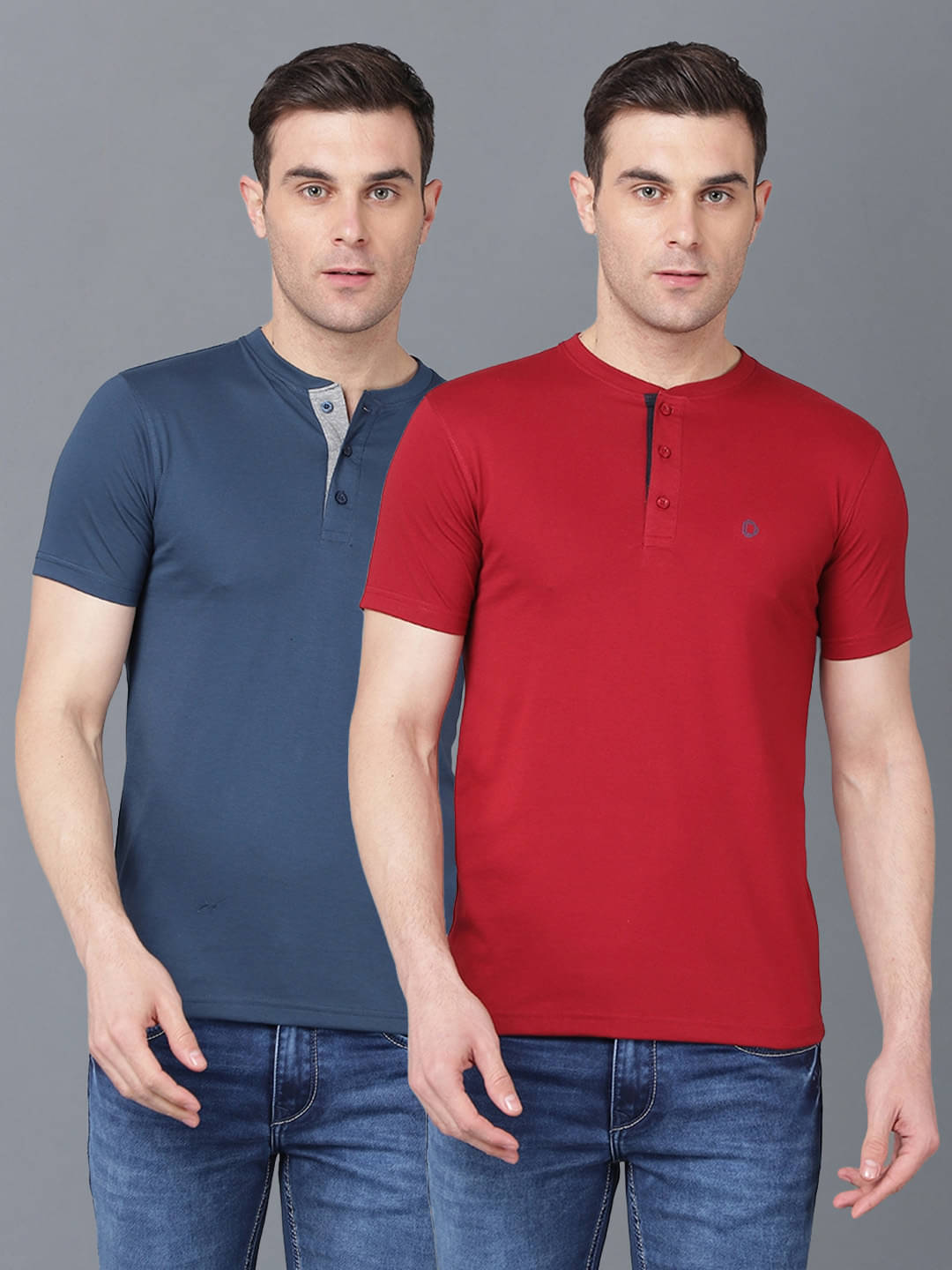     			Dollar Cotton Blend Regular Fit Solid Half Sleeves Men's T-Shirt - Multicolor ( Pack of 2 )