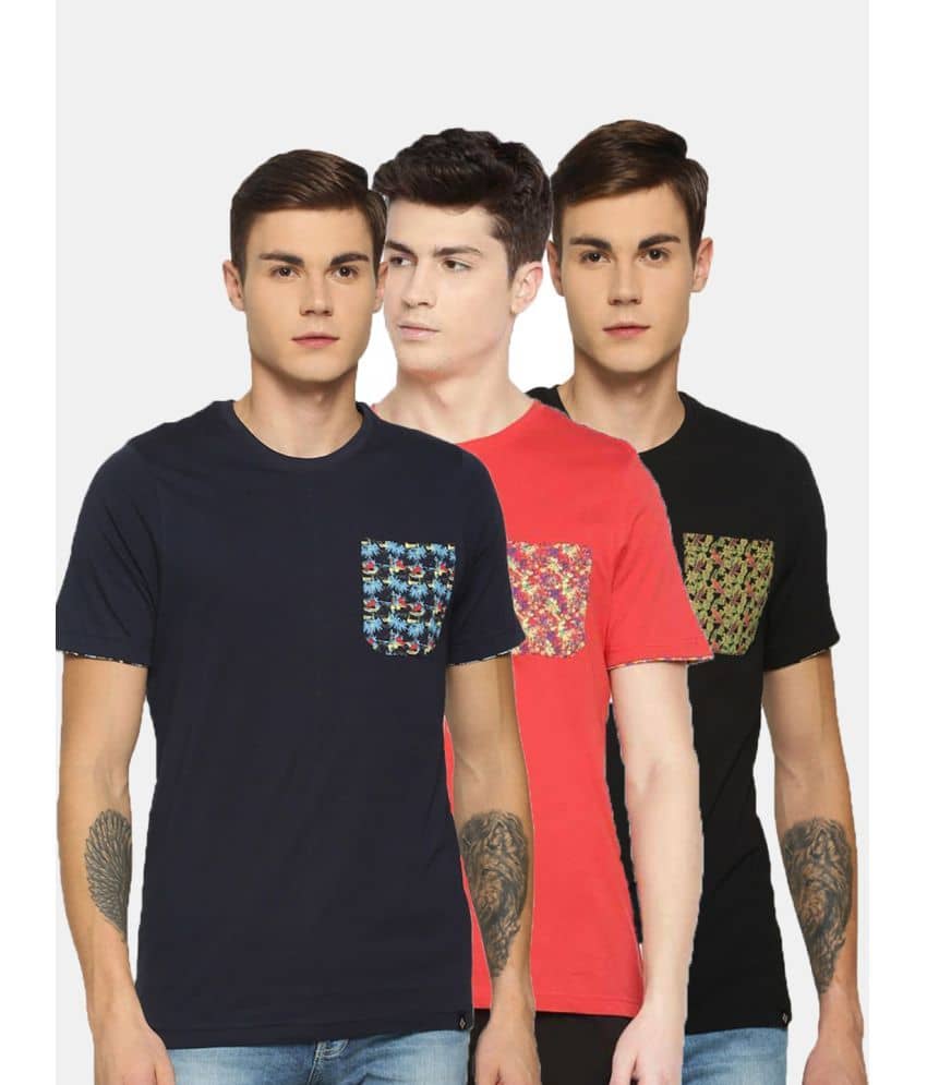 Dollar Cotton Blend Regular Fit Printed Half Sleeves Men's T-Shirt - Multicolor ( Pack of 3 )