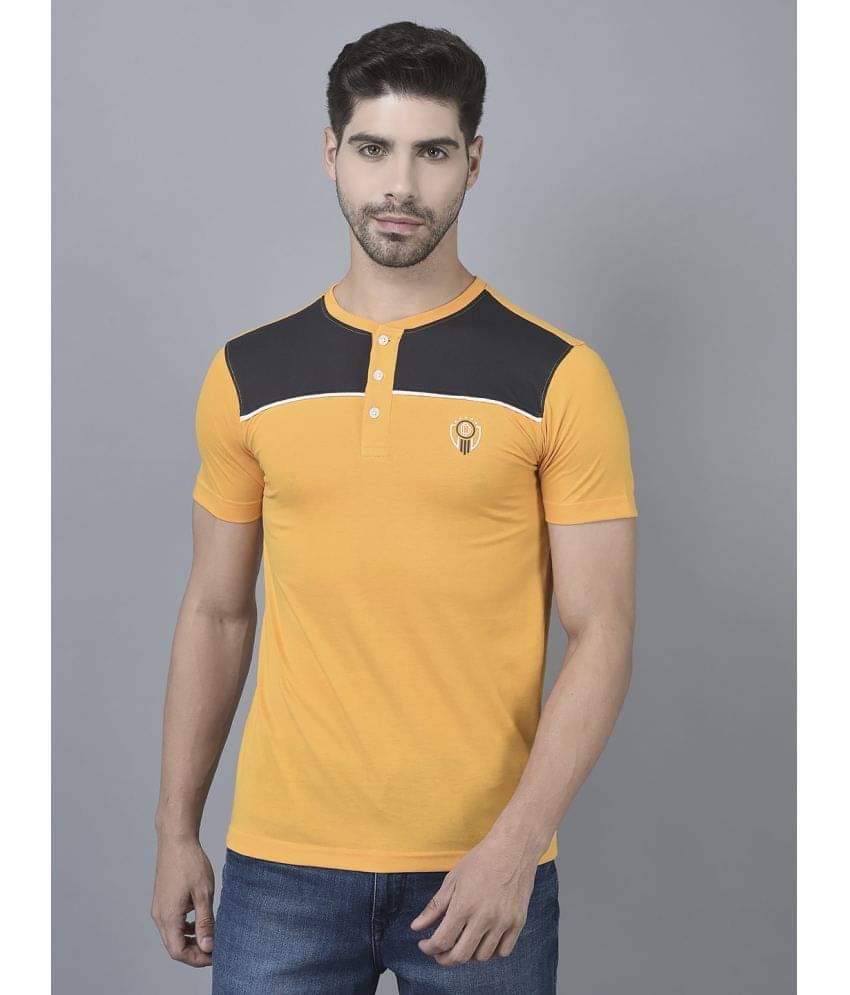 Dollar Cotton Blend Regular Fit Colorblock Half Sleeves Men's T-Shirt - Yellow ( Pack of 1 ) Dollar Cotton Blend Regular Fit Colorblock Half Sleeves Men's T-Shirt - Yellow ( Pack of 1 )