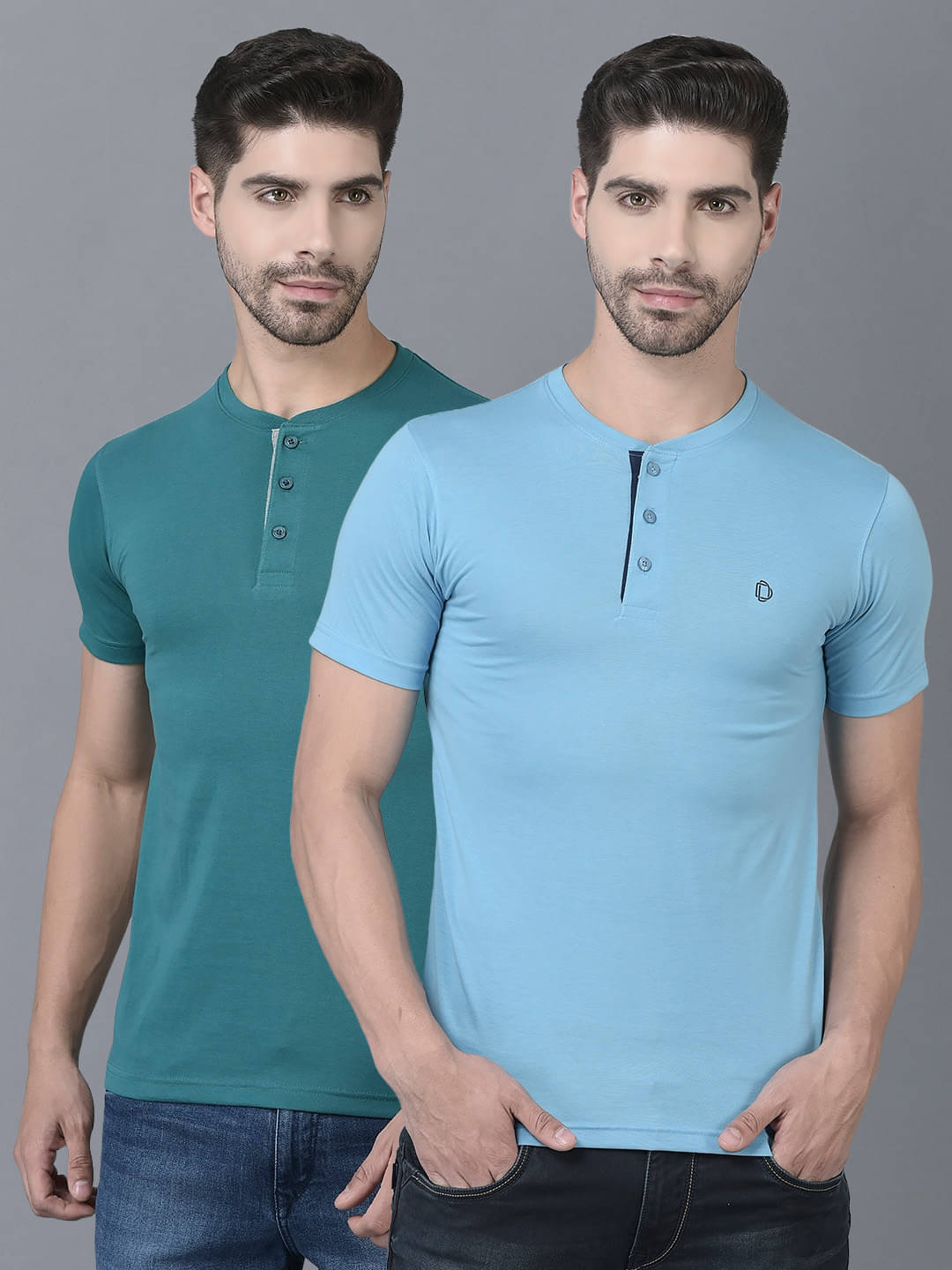    			Dollar Cotton Blend Regular Fit Solid Half Sleeves Men's T-Shirt - Multicolor ( Pack of 2 )