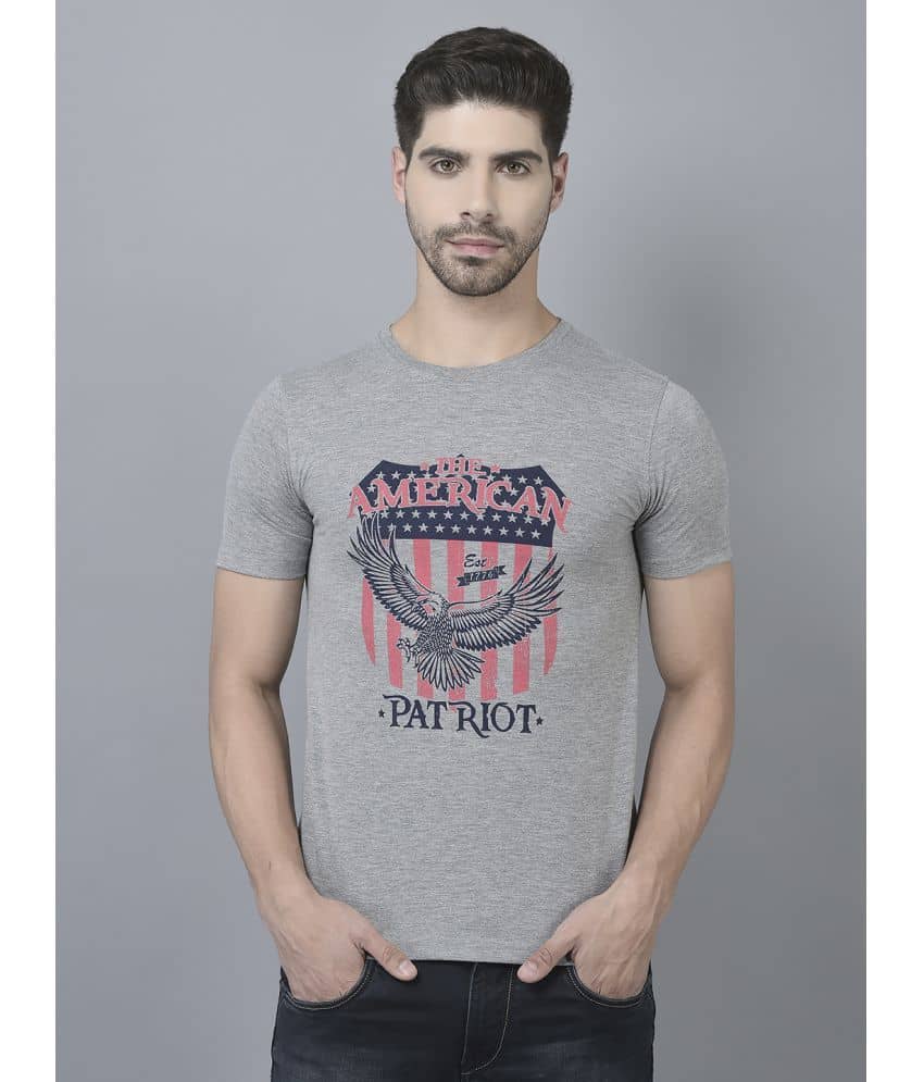 Dollar Cotton Blend Regular Fit Printed Half Sleeves Men's T-Shirt - Light Blue ( Pack of 1 )