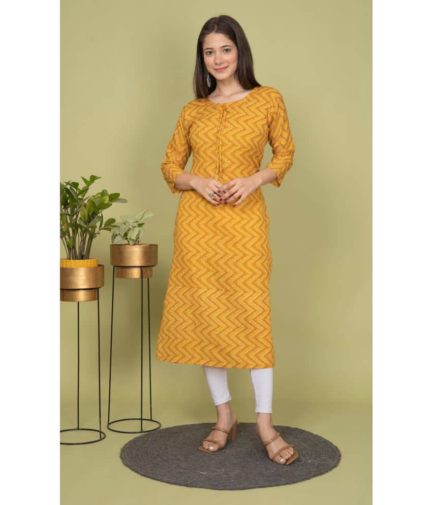 Estela Cotton Blend Printed Straight Women's Kurti - Pink ( Pack of 1 ) - Kurtis, Tunics | Buy online on ZillyBuy