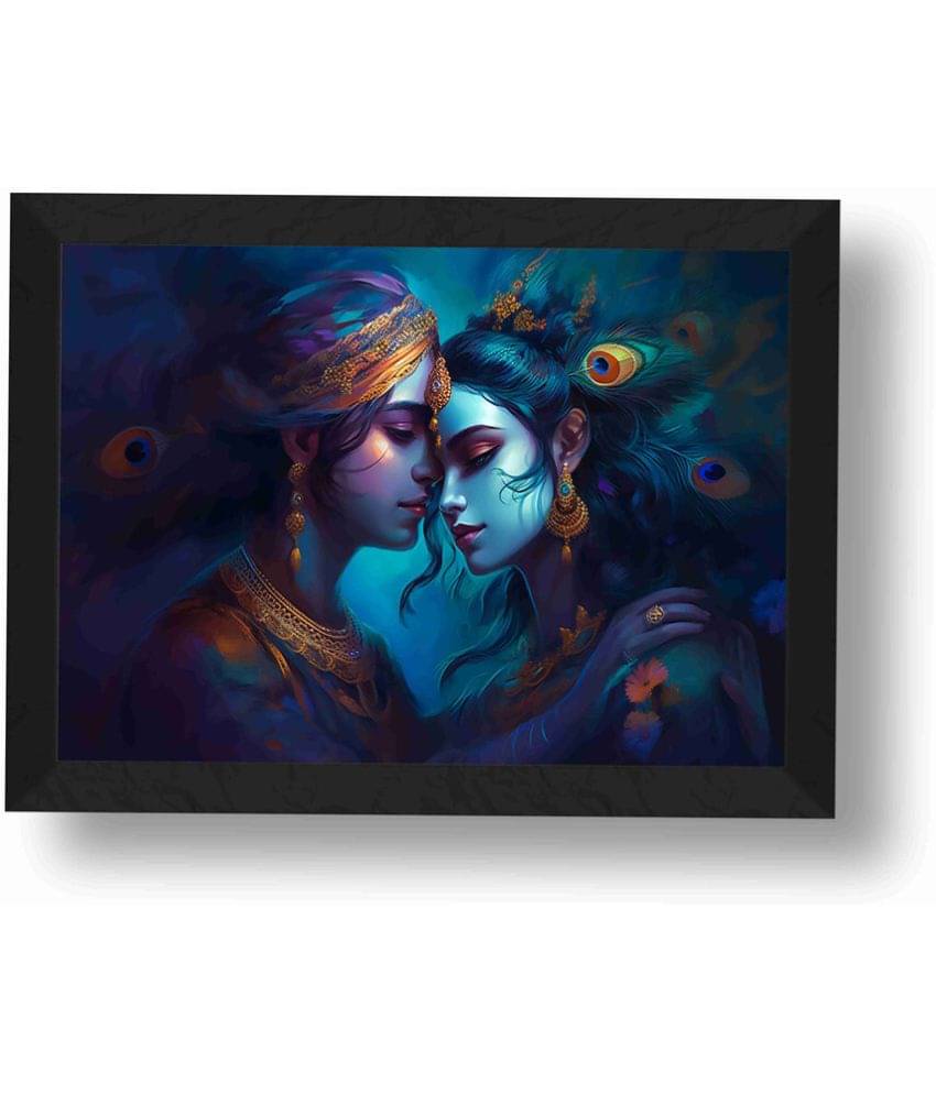     			Saf - Radha krishna Religious wall hanging Painting with Frame (1U)