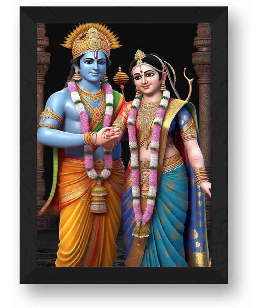 Saf - Lord Sita & Ram ji Religious wall hanging Painting with Frame (1U) Saf - Lord Sita & Ram ji Religious wall hanging Painting with Frame (1U)