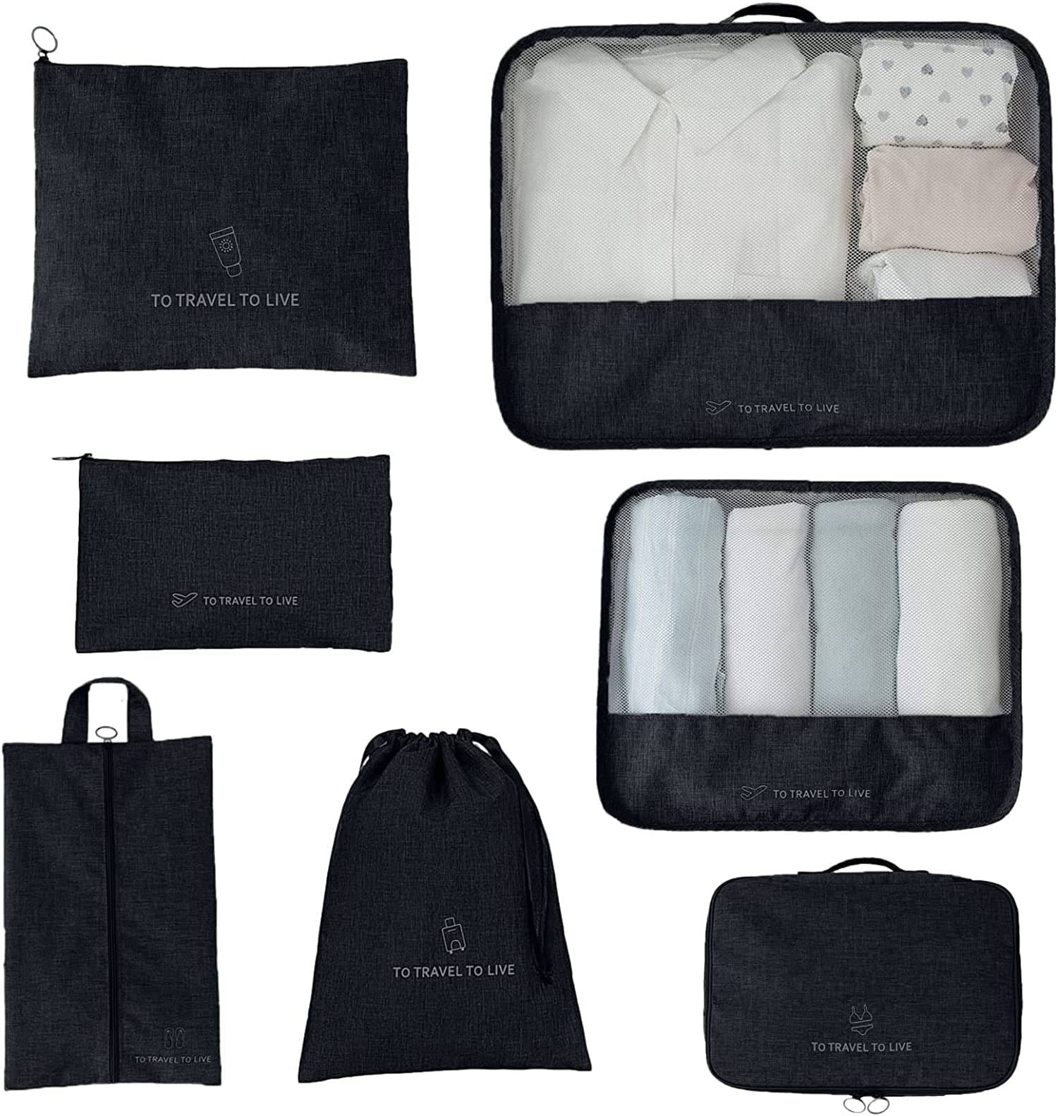     			House Of Quirk Black 7 Set Travel Luggage