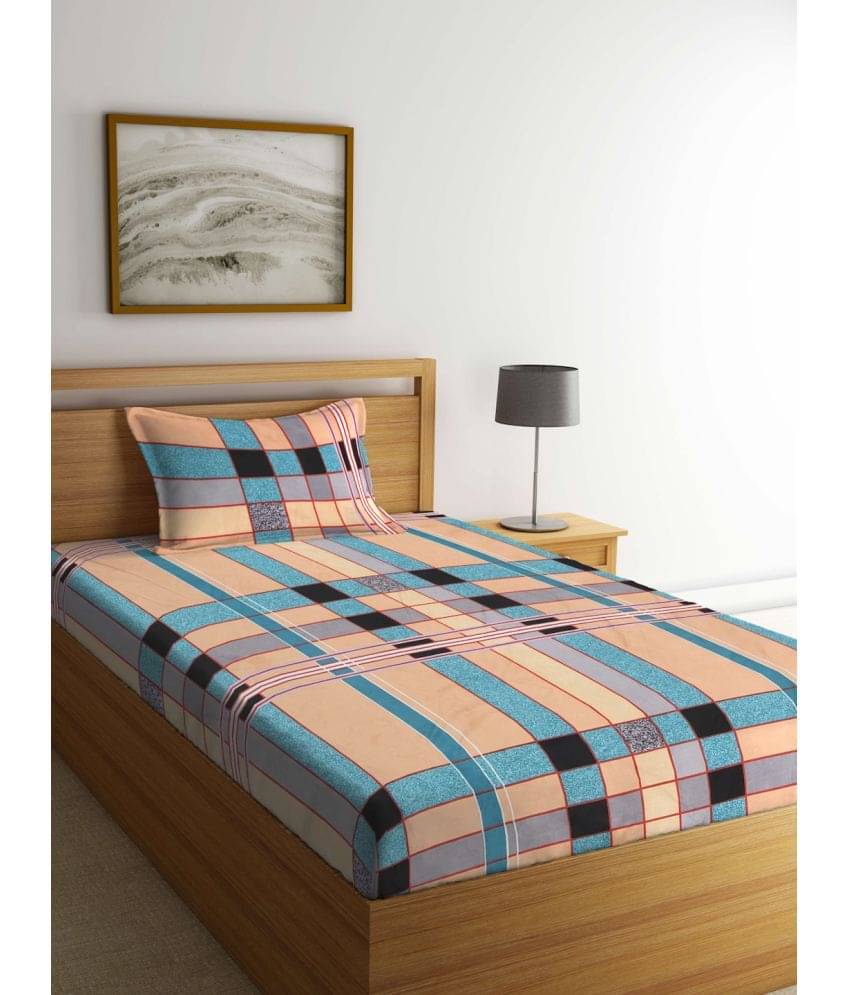 Klotthe Poly Cotton 1 Single Bedsheet with 1 Pillow Cover ( Multicolor )     			Klotthe Poly Cotton 1 Single Bedsheet with 1 Pillow Cover ( Multicolor )