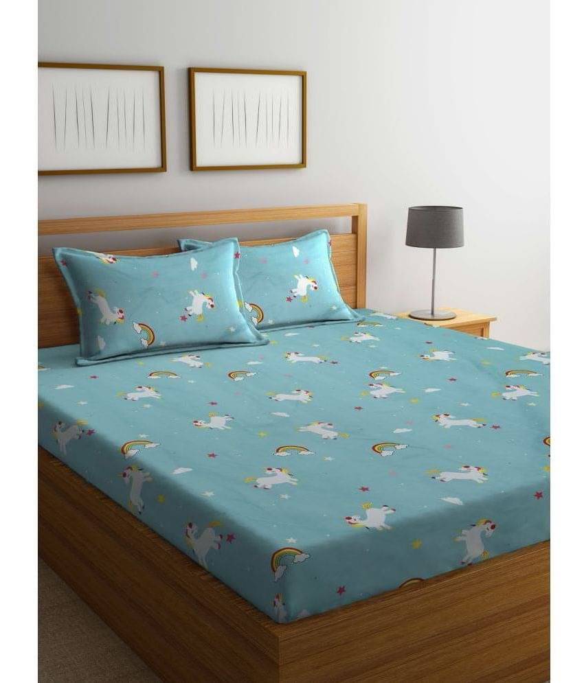 Klotthe Poly Cotton 1 Double King Bedsheet with 2 Pillow Covers ( Turquoise ) Klotthe Poly Cotton 1 Double King Bedsheet with 2 Pillow Covers ( Turquoise )