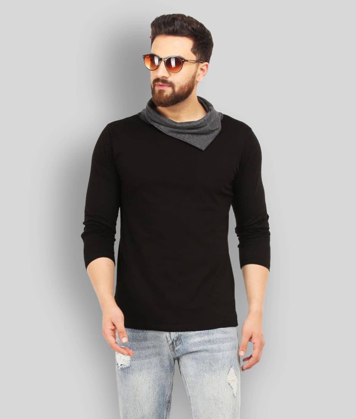 Leotude Pack of 1 Cotton Regular Fit Men's T-Shirt ( Black )