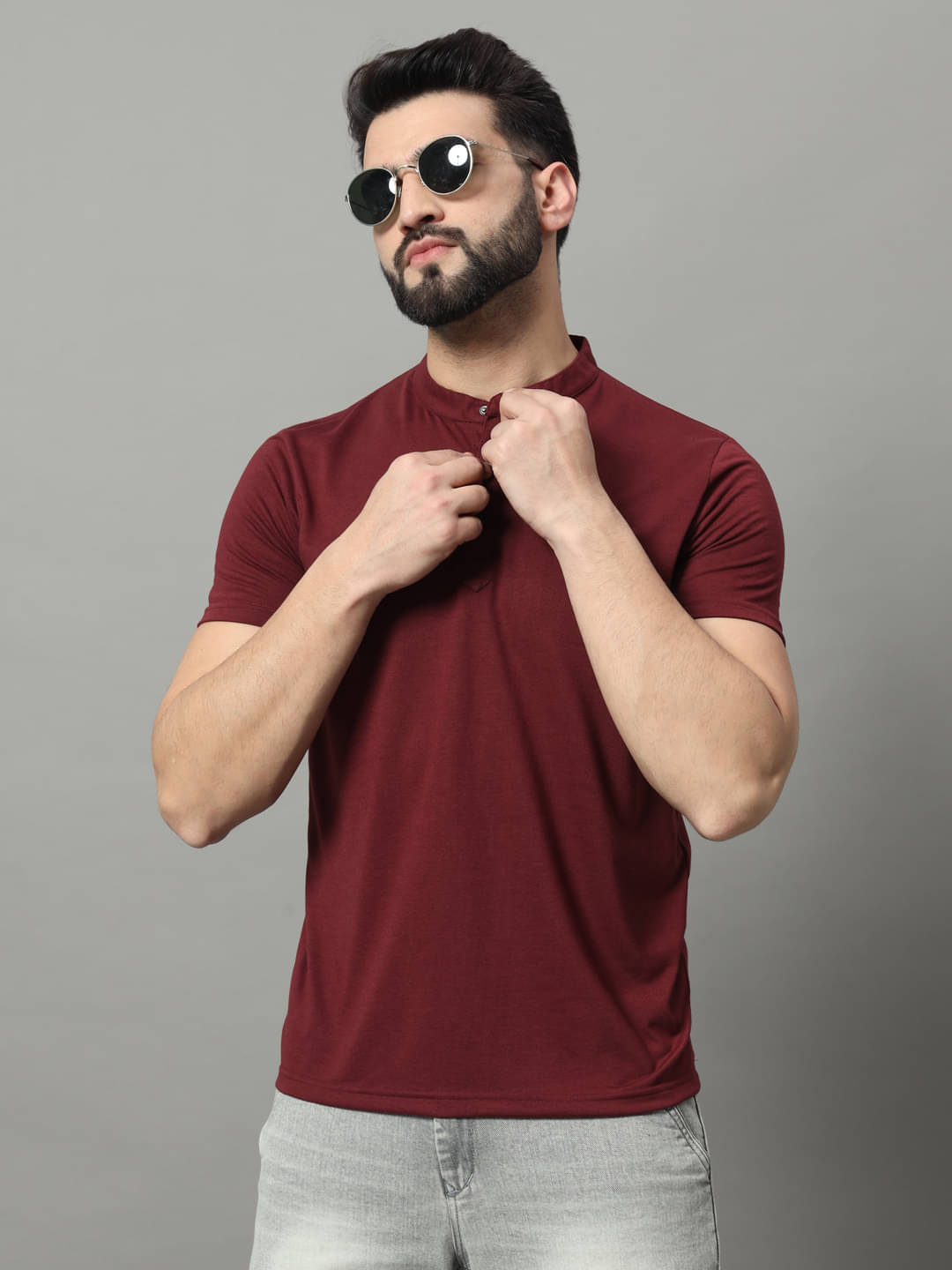 OGEN Pack of 1 Cotton Blend Regular Fit Men's T-Shirt ( Wine ) OGEN Pack of 1 Cotton Blend Regular Fit Men's T-Shirt ( Wine )