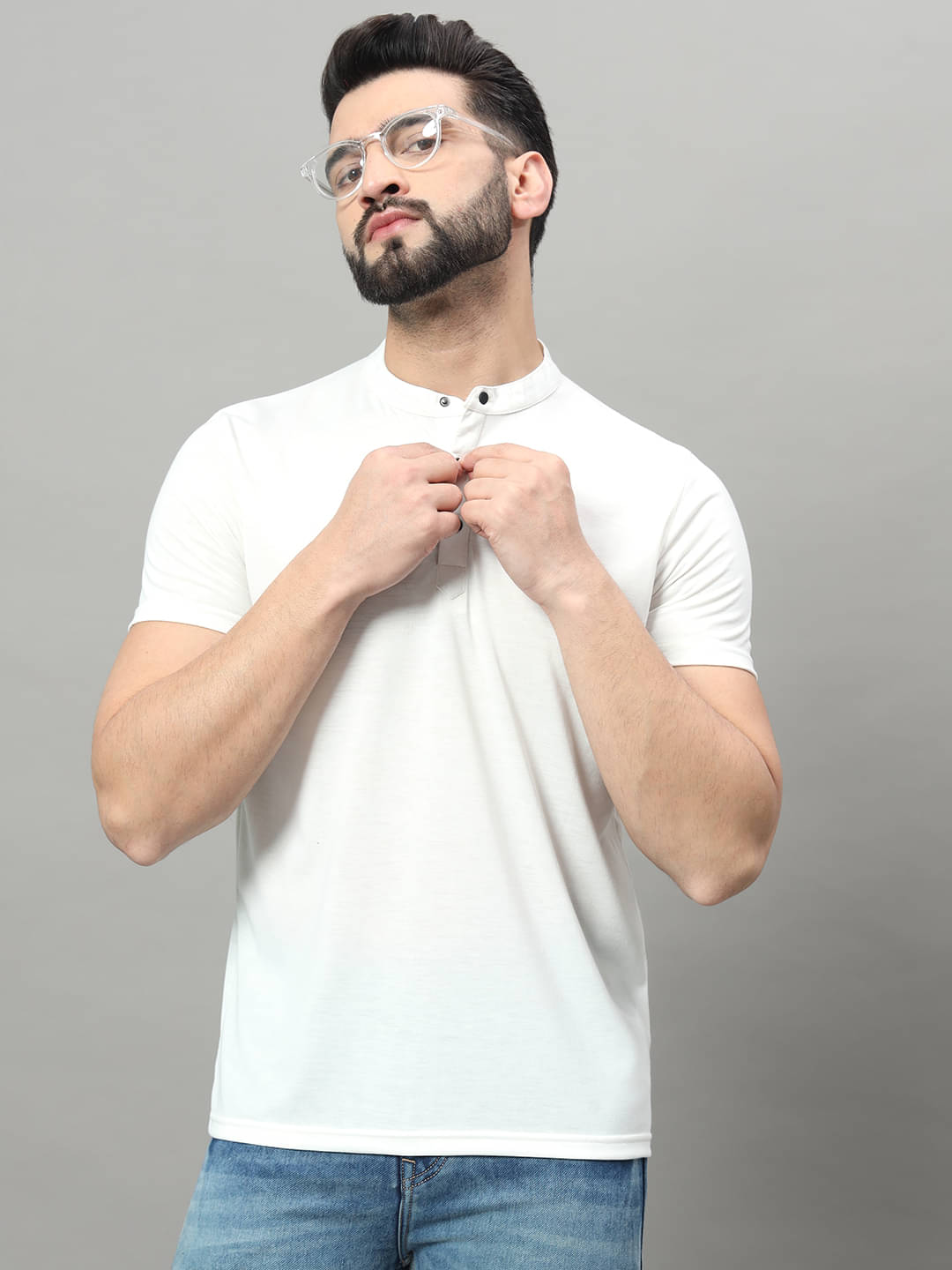 OGEN Pack of 1 Cotton Blend Regular Fit Men's T-Shirt ( White )     			OGEN Pack of 1 Cotton Blend Regular Fit Men's T-Shirt ( White )