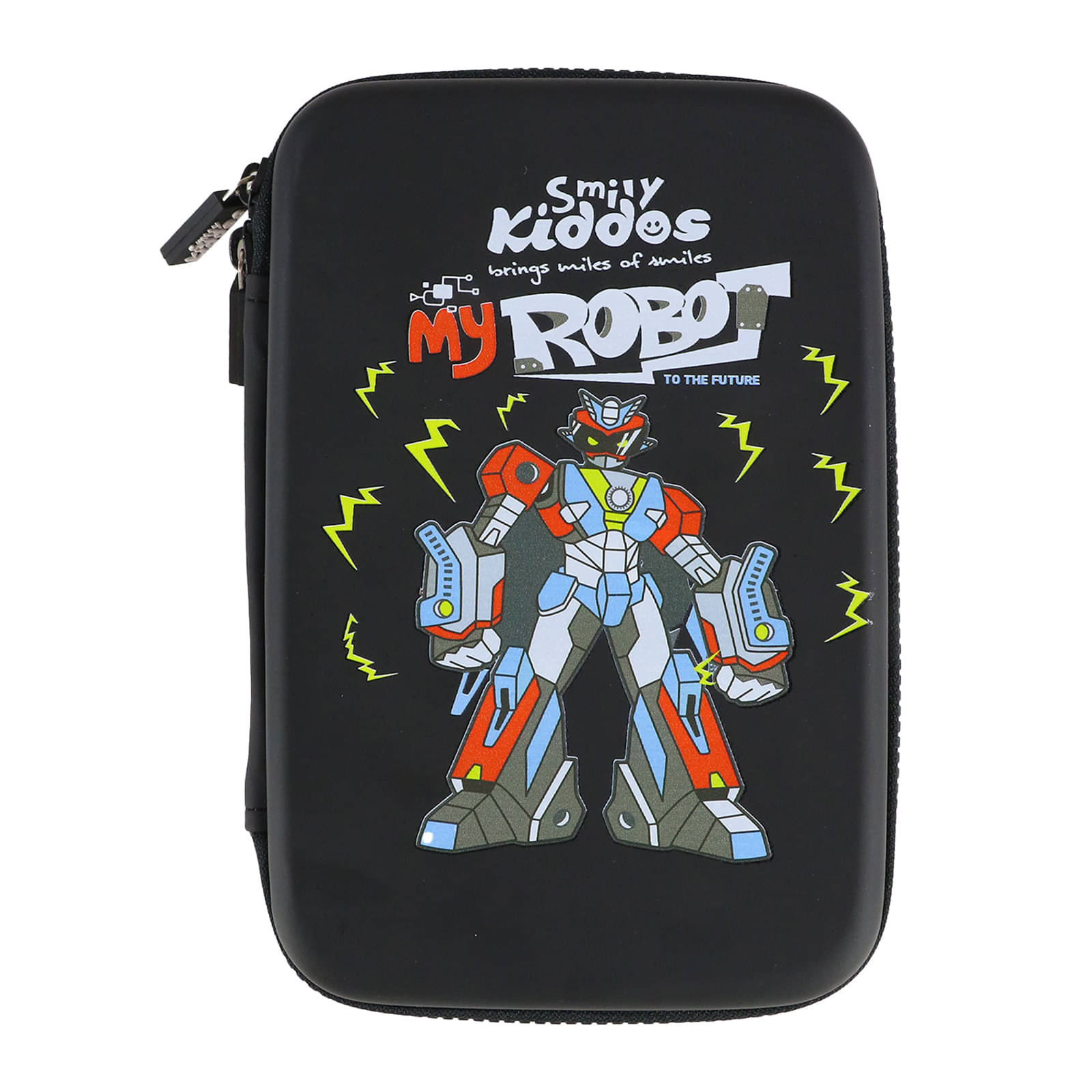 Single compartment Eva pencil case - Robot Theme Black Single compartment Eva pencil case - Robot Theme Black