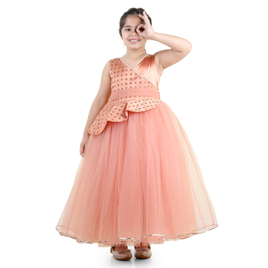 Toy Balloon Kids Net Gown For Girls ( Pack of 1 , Brown ) Toy Balloon Kids Net Gown For Girls ( Pack of 1 , Brown )