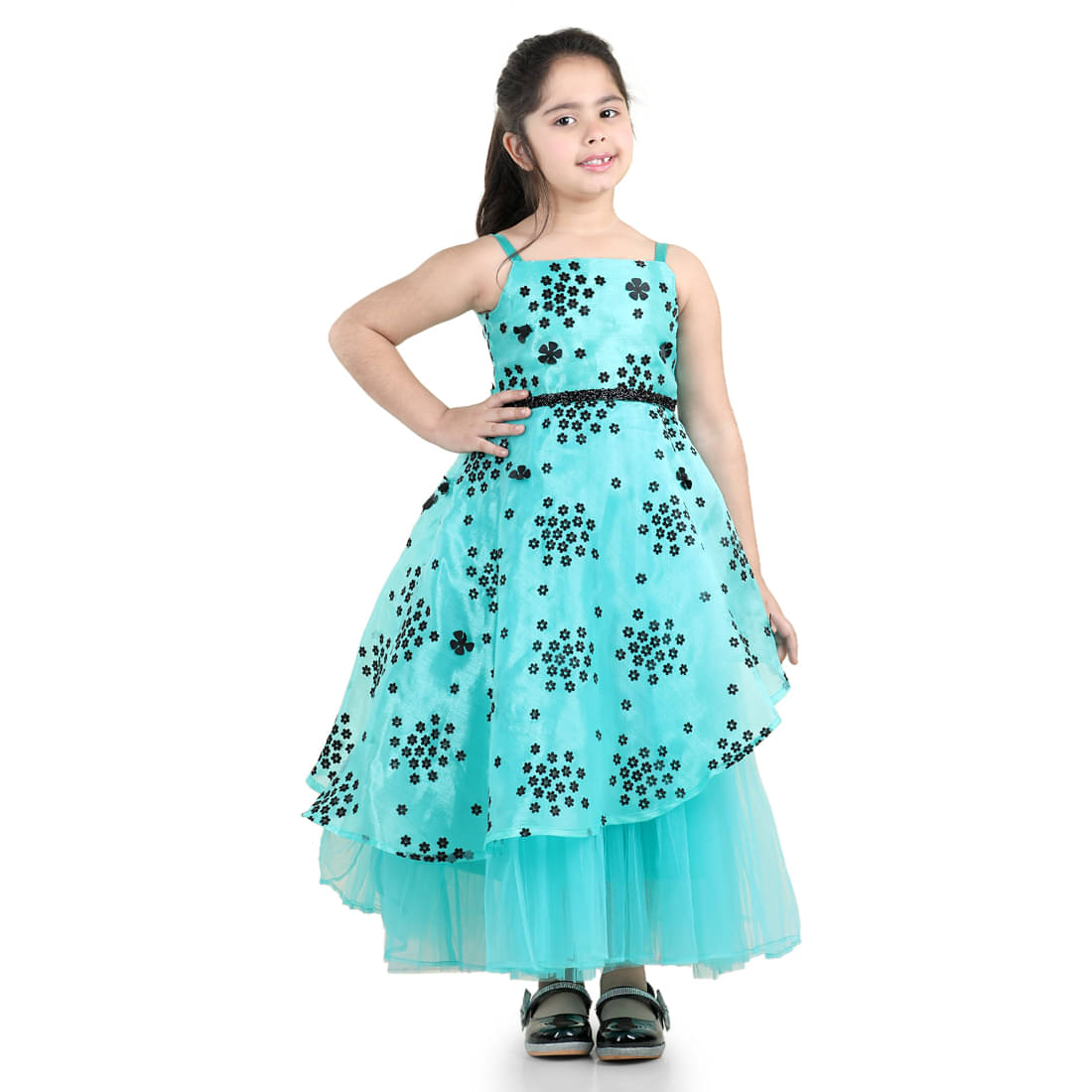     			Toy Balloon Kids Net Fit And Flare Dress For Girls ( Pack of 1 , Green )