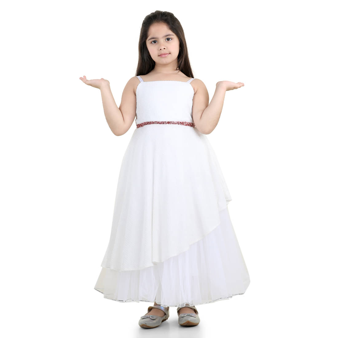 Toy Balloon Kids Net Fit And Flare Dress For Girls ( Pack of 1 , White ) Toy Balloon Kids Net Fit And Flare Dress For Girls ( Pack of 1 , White )