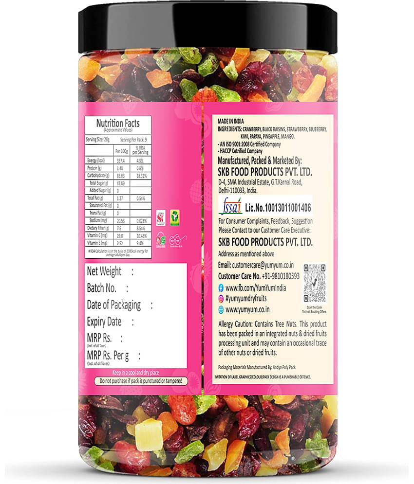 YUM YUM Dried Berry Mix 400g - Cranberries, Raisins, Strawberries, Kiwi, Papaya, Mango (400 g)